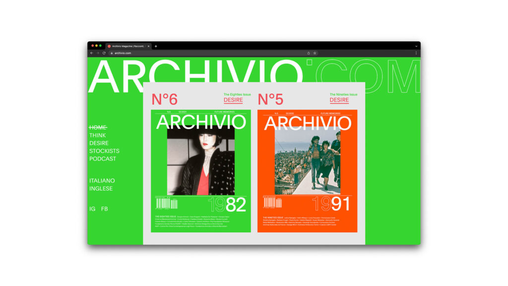 Homepage di archivio.com aggiornata al numero 6 della rivista Archivio