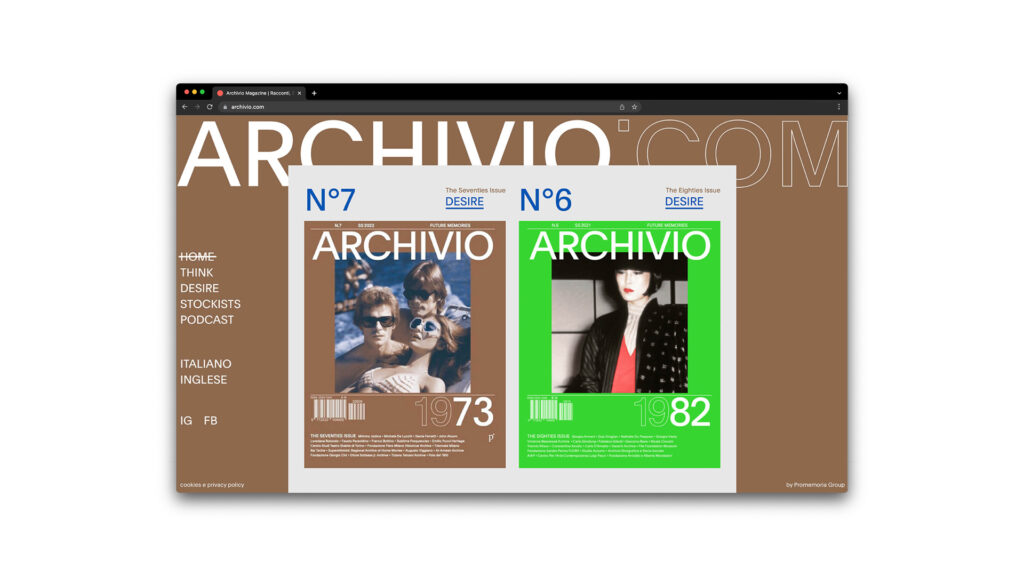Homepage di archivio.com aggiornata al numero 7 della rivista Archivio